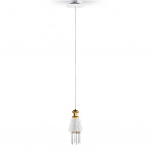 Подвесная лампа с литофаном (золотой / белый) 300 х 11см