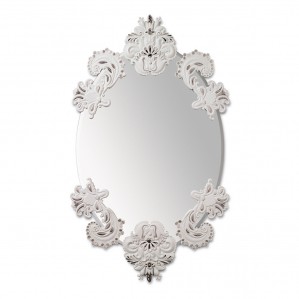 Зеркало овальное без рамки (белый / серебристый) 92 x 53см