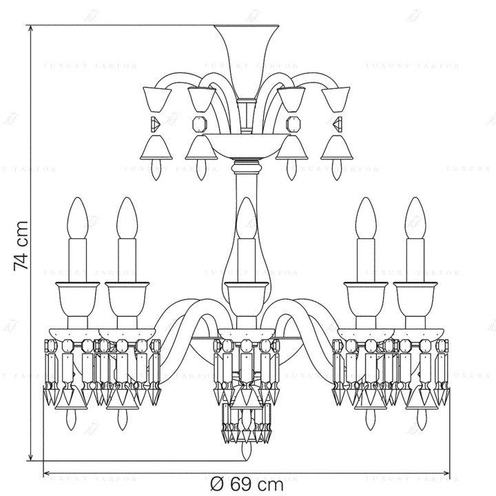 Люстра на 8 свечей 74 x 69см коллекции Zenith Flou бренда Baccarat