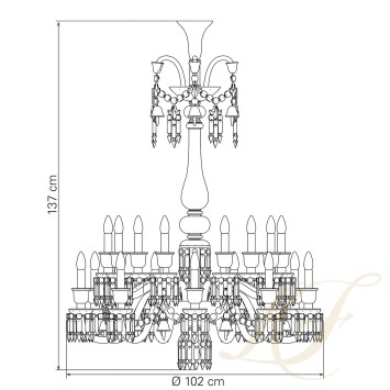 Люстра на 18 свечей (длинный) 136 x 102см коллекции Zenith Flou бренда Baccarat