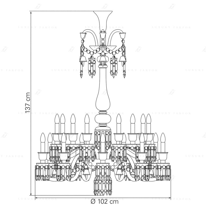 Люстра на 18 свечей (длинный) 136 x 102см коллекции Zenith Flou бренда Baccarat