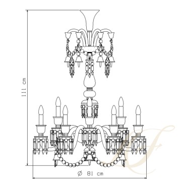 Люстра на 12 свечей (длинный) 111 x 81см коллекции Zenith Flou бренда Baccarat