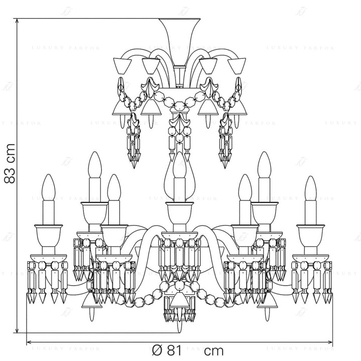 Люстра на 12 свечей 84 x 81см коллекции Zenith Flou бренда Baccarat