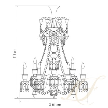 Люстра на 12 свечей (длинный) 111 x 81см коллекции Zenith Noir бренда Baccarat
