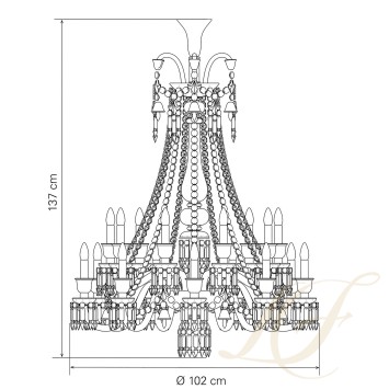 Люстра на 18 свечей (длинный) 137 x 102см коллекции Zenith Noir бренда Baccarat