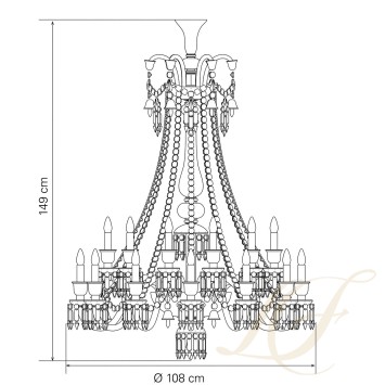 Люстра на 24 свечей (длинный) 149 x 108см коллекции Zenith Noir бренда Baccarat