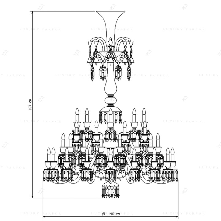 Люстра на 48 свечей 197 x 140см коллекции Zenith Flou бренда Baccarat