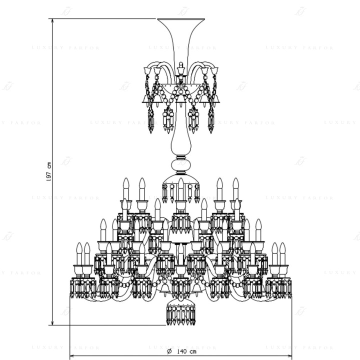 Люстра на 36 свечей 171 x 130см коллекции Zenith Flou бренда Baccarat