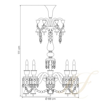 Люстра на 8 свечей (длинный) 111 x 69см коллекции Zenith Flou бренда Baccarat