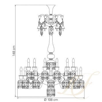 Люстра на 24 свечей (длинный) 148 x 108см коллекции Zenith Flou бренда Baccarat