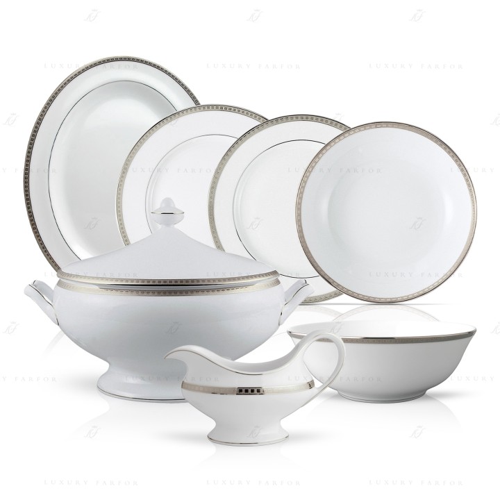 Столовый сервиз на 6 персон коллекции Athena Platine бренда Bernardaud