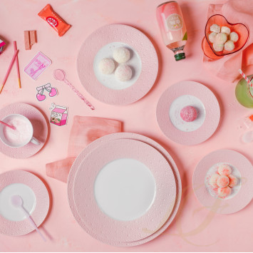 Чашка чайная с блюдцем 170мл коллекции Ecume Rose De Coree бренда Bernardaud