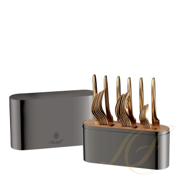 Набор столовых приборов на 6 персон, 24 предметов  коллекции Concorde Variations - черный + L'Ame - золотой 