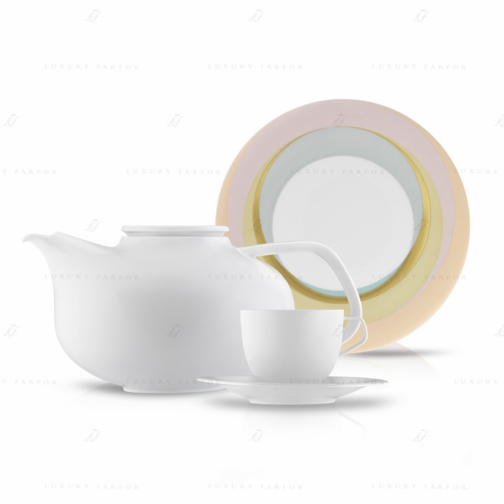 Чайный сервиз на 6 персон, 21 предмет коллекции Fluen Shifting Colors бренда Fürstenberg