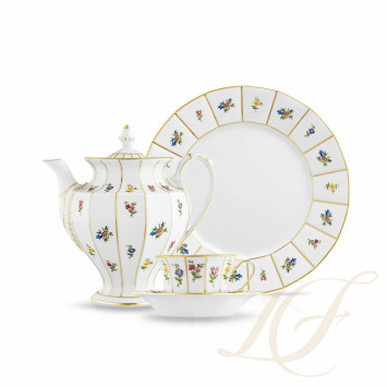 Столовый сервиз на 6 персон, 22 предмета коллекции Grecque Mille Fleurs бренда Fürstenberg