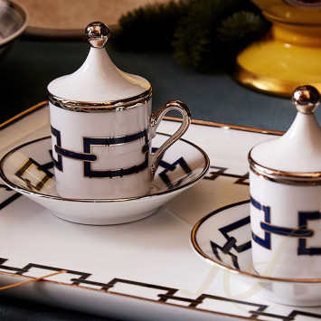 Чашка эспрессо с блюдцем и крышкой 0,08л, 2шт.  коллекции Catene Zaffiro бренда Richard Ginori