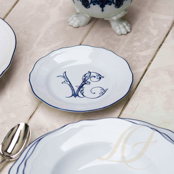 Тарелка десертная 17см, 4шт. коллекции Corona Monogram Blue Cobalto бренда Richard Ginori