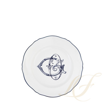 Тарелка закусочная 21см коллекции Corona Monogram Blue Cobalto бренда Richard Ginori