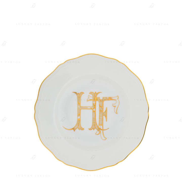 Тарелка суповая 24см коллекции Corona Monogram Oro Brillante бренда Richard Ginori
