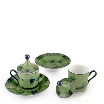 Чашка эспрессо с блюдцем и крышкой 0,08л, 2шт.  коллекции Oriente Italiano Malachite бренда Richard Ginori