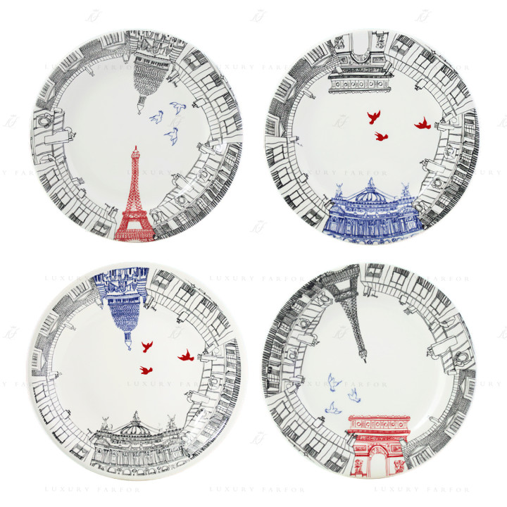 Тарелка закусочная 22см, 4шт. коллекции Ca C'est Paris! бренда Gien