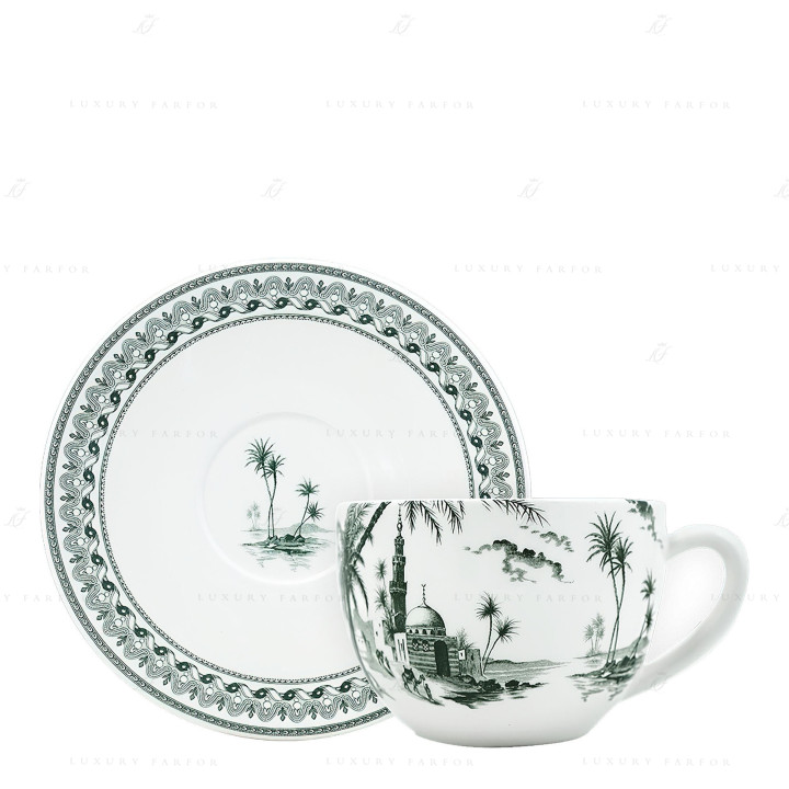 Чашка с блюдцем 0,45л коллекции Les Depareillees Vert бренда Gien