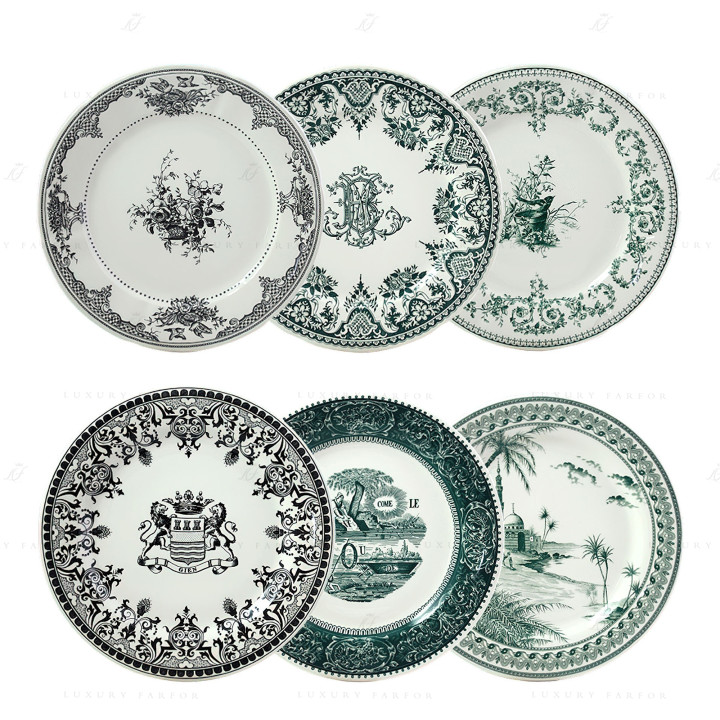 Тарелка главная 27,3см, 6шт. коллекции Les Depareillees Vert бренда Gien