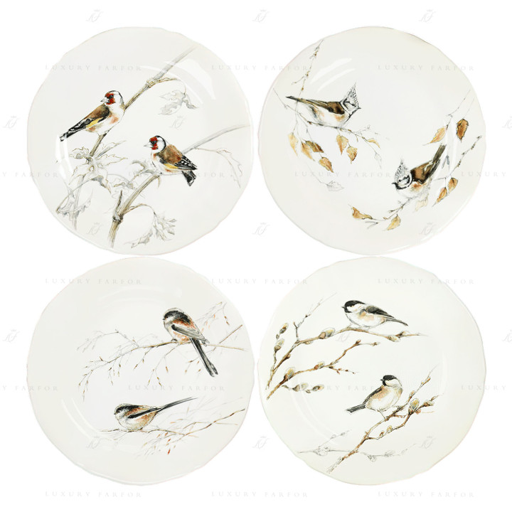 Тарелка закусочная 23,2см, 4шт. коллекции Les Oiseaux De La Foret бренда Gien