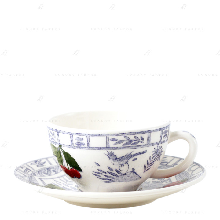 Чашка для завтрака с блюдцем 0,26л, 2шт. коллекции Oiseau Bleu Fruits бренда Gien
