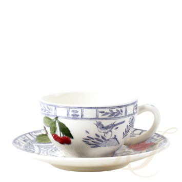 Чашка чайная с блюдцем 0,16л, 2шт. коллекции Oiseau Bleu Fruits бренда Gien