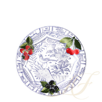 Тарелка главная 27,4см коллекции Oiseau Bleu Fruits бренда Gien