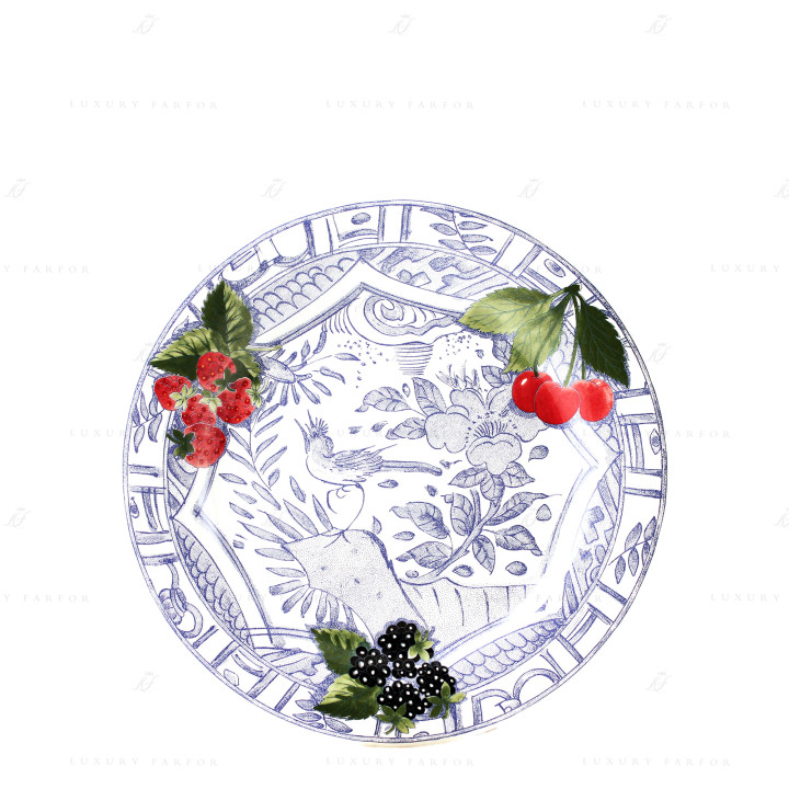 Тарелка главная 27,4см коллекции Oiseau Bleu Fruits бренда Gien