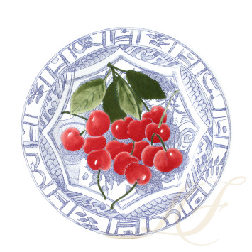 Тарелка закусочная 22см, 4шт. коллекции Oiseau Bleu Fruits бренда Gien