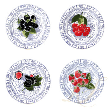 Тарелка десертная 16,5см, 4шт. коллекции Oiseau Bleu Fruits бренда Gien