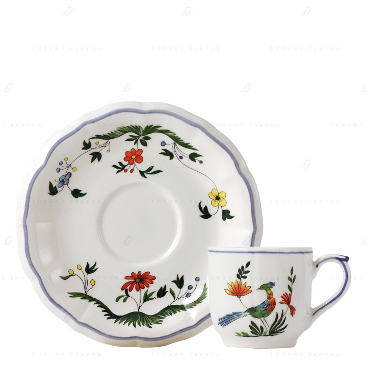Чашка эспрессо с блюдцем 0,085л, 2шт. коллекции Oiseaux De Paradis бренда Gien