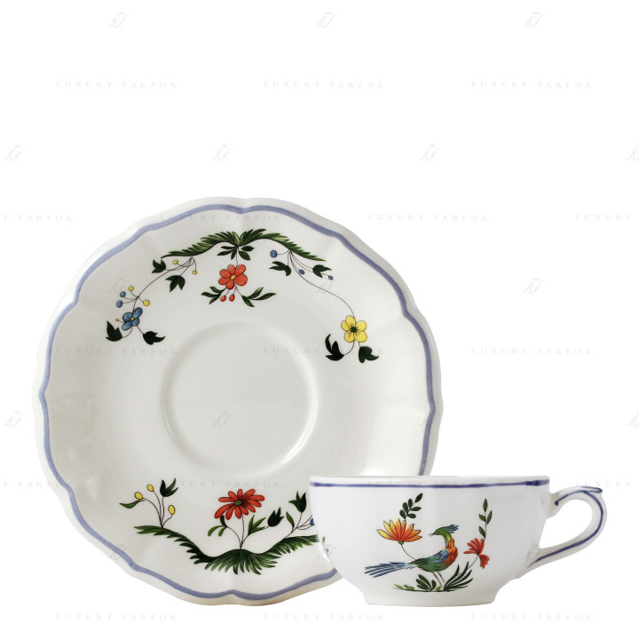 Чашка чайная с блюдцем 0,13л, 2шт. коллекции Oiseaux De Paradis бренда Gien