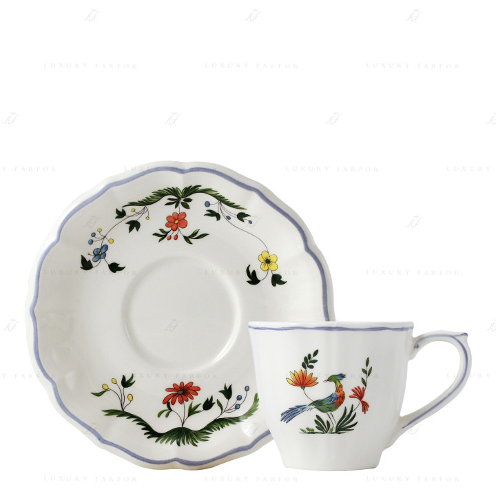 Чашка чайная с блюдцем 0,175л, 2шт. коллекции Oiseaux De Paradis бренда Gien