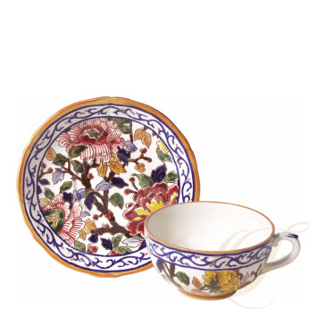 Чашка для завтрака с блюдцем 0,3л коллекции Pivoines бренда Gien