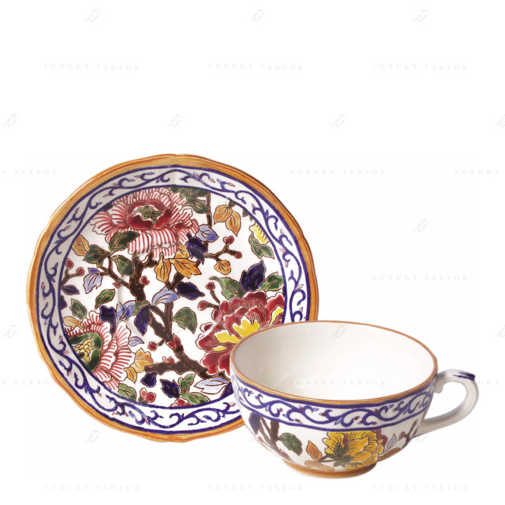 Чашка для завтрака с блюдцем 0,3л коллекции Pivoines бренда Gien