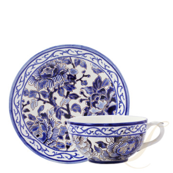 Чашка для завтрака с блюдцем 0,3л коллекции Pivoines Bleues бренда Gien
