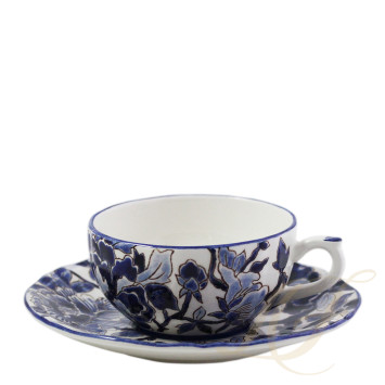 Чашка чайная с блюдцем 0,13л коллекции Pivoines Bleues бренда Gien