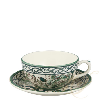 Чашка для завтрака с блюдцем 0,3л коллекции Pivoines Vert бренда Gien