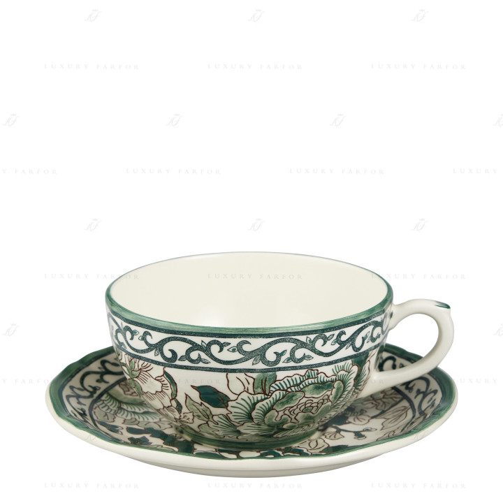 Чашка для завтрака с блюдцем 0,3л коллекции Pivoines Vert бренда Gien
