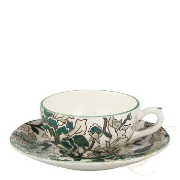 Чашка чайная с блюдцем 0,13л коллекции Pivoines Vert бренда Gien