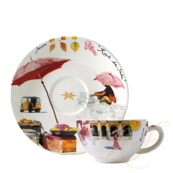 Чашка для завтрака с блюдцем 0,26л, 2шт. коллекции Route Des Indes бренда Gien