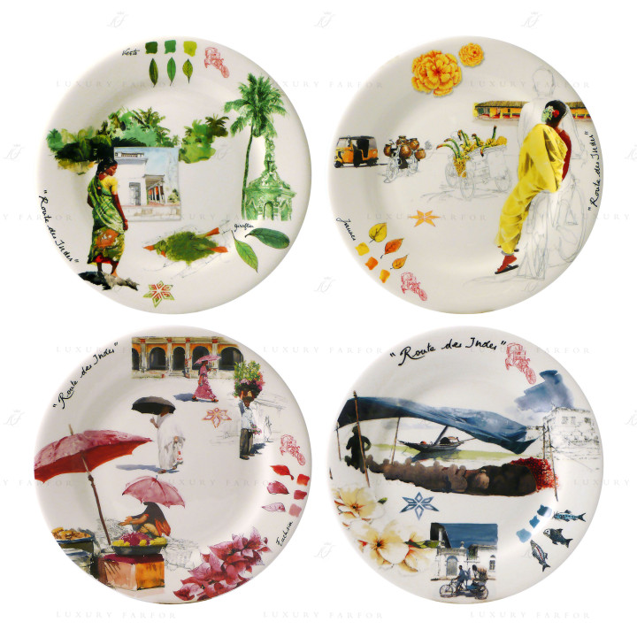 Тарелка закусочная 22см, 4шт. коллекции Route Des Indes бренда Gien