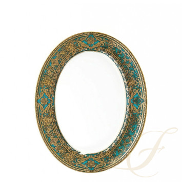 Блюдо овальное 34,5см коллекции Matignon Bleu Piscine Or бренда Haviland