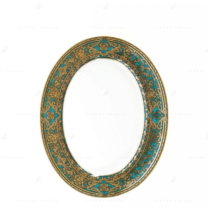Блюдо овальное 34,5см коллекции Matignon Bleu Piscine Or бренда Haviland
