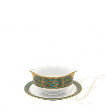 Соусник с подставкой 0,3л коллекции Matignon Bleu Piscine Or бренда Haviland