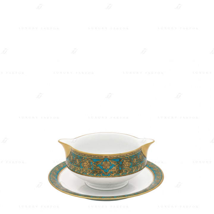 Соусник с подставкой 0,3л коллекции Matignon Bleu Piscine Or бренда Haviland